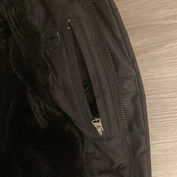 Aritzia TNA Aspen Parka Winter Coat Black Size Small Fur Trim Wool Long Jacket S - Picture 2 of 5